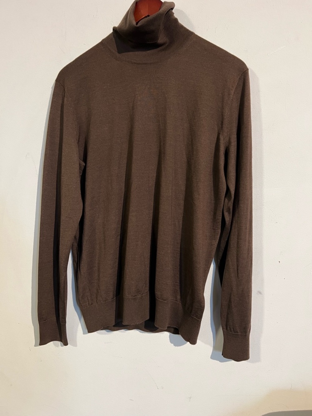 $1,550 Zegna cashesta brown turtleneck cashmere silk blend